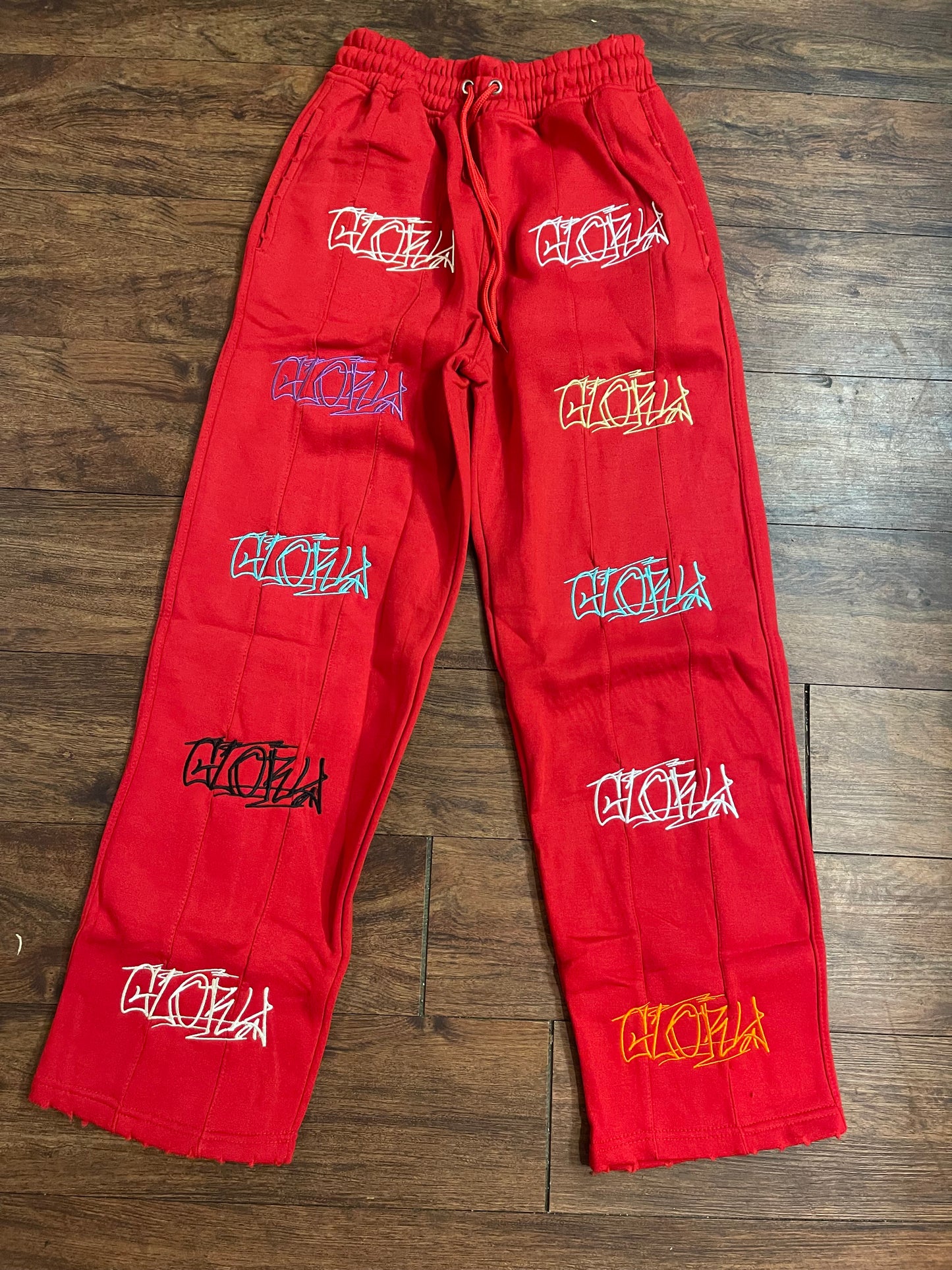 Red 3 Panel Pants