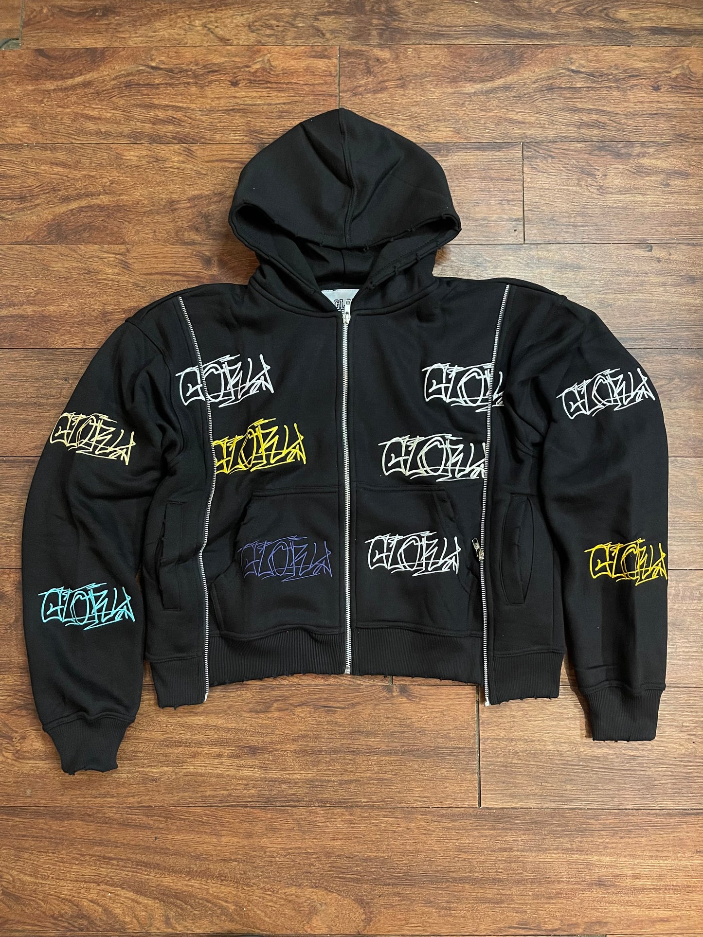 Black ThreeZip Zipup